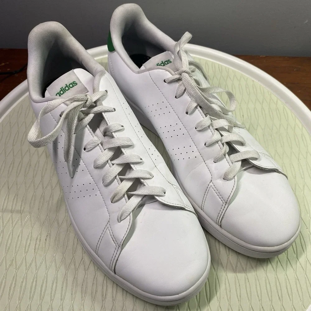 Adidas Men's Advantage Sneaker Tennis Shoe, Footwear White/Green, US 13 UK 12.5‎